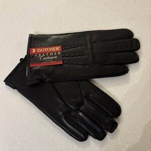 Isotoner Premium Black Leather Gloves